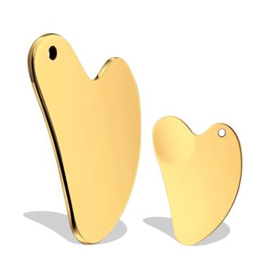 Imagem de hengfento2 Guasha de aço inoxidável, ferramentas faciais guasha, para fortalecer o rosto, massagem na pele, ferramenta de beleza guasha, para olhos corporais, pescoço, massageador, presentes de