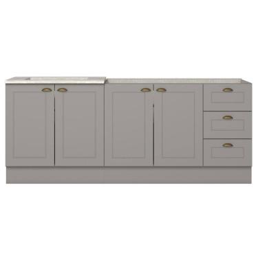 Imagem de Balcao Pia 120 cm Balcao Cooktop 80 cm Americana Cinza Calcare Henn