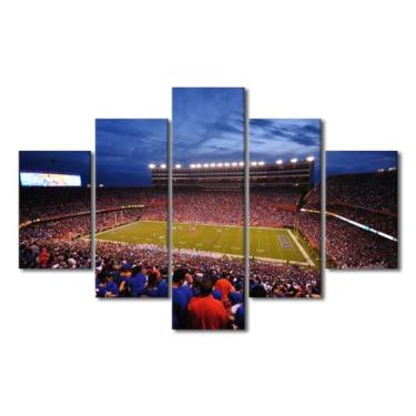 Imagem de TUMOVO 5 peças de arte de parede em tela Ben Hill Griffin Stadium imagem para quarto Gainseville, Flórida, arte de parede para sala de estar, futebol, abertura de casa, jogo, decoração de casa