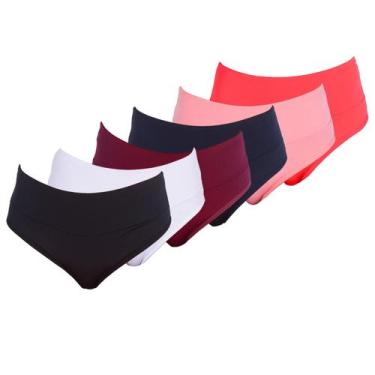 Imagem de Kit 6 Calcinhas Tanga Cós Alto Duplo Microfibra Forro Algodão - Dakota
