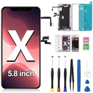 Imagem de Substituição de tela para iPhone X com cabo flexível de alto-falante frontal e sensor de proximidade FHD Incell LCD 3D Touch Display digitalizador conjunto completo com kit de ferramentas de reparo