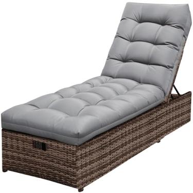 Imagem de DANGHOOGY Almofadas de espreguiçadeira ao ar livre, almofadas de espreguiçadeira para móveis ao ar livre, à prova d'água, com gravidade zero, 71 x 21 x 4 polegadas, cinza