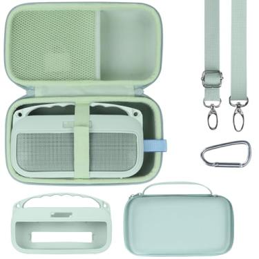 Imagem de Lebakort Kits de estojo de armazenamento compatíveis com alto-falante portátil Bose SoundLink Flex 2ª geração/Bose SoundLink Flex (capa de silicone Alpine Sage + capa rígida)