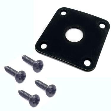 Imagem de Jack plate metal curvo guitarra Les Paul PRETO + parafusos - SPIRIT