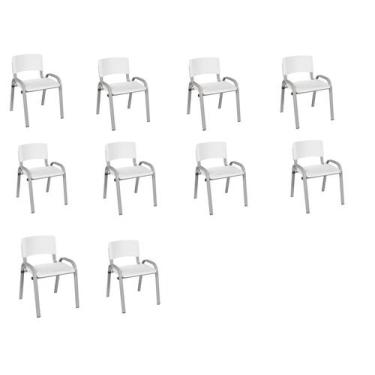 Imagem de Kit 10 Cadeira Iso Infantil Creche, Escola Base Cinza Branco - LAURALA