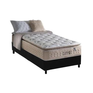 Imagem de Cama Box Box Solteiro: Colchão Molas Masterpocket Ensacadas Anjos Confortable + Base Preto(96X203)
