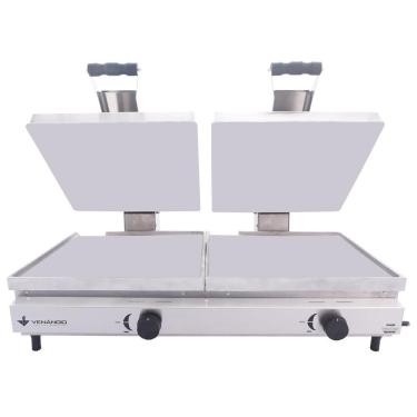 Imagem de Sanduicheira Conjugada Gás 2 Prensa Chapa Lanche Lisa Alumínio Scg90a2p Venâncio