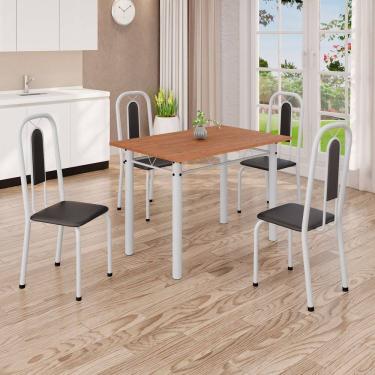 Imagem de Conjunto Sala de Jantar com 4 Cadeiras Lívia Preto / Branco / Marrom
