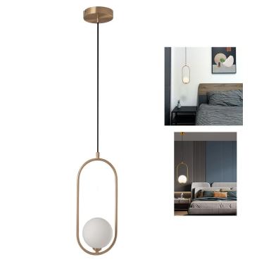 Imagem de Lustre Luminaria Pendente Teto Oval Globo E27 Casa Sala Enfeite Moderna Recepçao