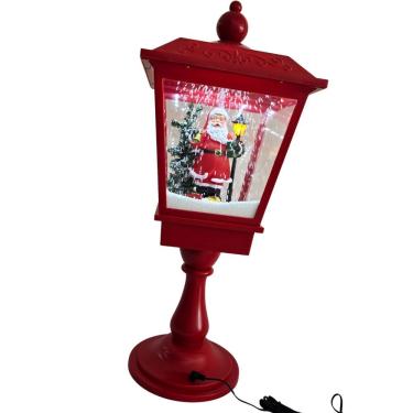 Imagem de Lanterna Decorativa Natal + Neve + Musical + Led + Fonte Luz Alt 68 X Larg 27x Comp. 27cm