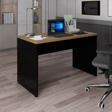 Imagem de Mesa Retangular Pé Painel 1200mm Espresso Móveis Amadeirado Claro Preto