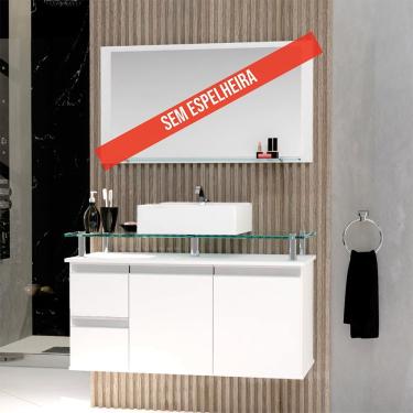 Imagem de Gabinete Banheiro 2 Gavetas 2 Portas Diamante 80cm - Branco - Branco