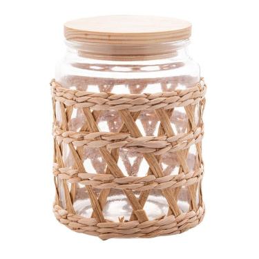 Imagem de Porta Mantimentos De Vidro Com Sisal E Tampa Em Madeira 750ml 29123 - Wolff