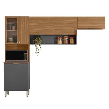 Imagem de Cozinha Compacta Alba 6 Portas Amêndola Touch Grafito Prime Tx Demóbile