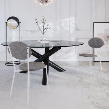 Imagem de Cadeira Fixa Estofada Vintage Elipse Com 2 Unidades Prata -branco Fosco