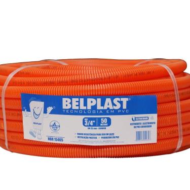 Imagem de Eletroduto Corrugado Em Pvc Laranja Reforçado 25mm X 50m (3-4??) - Belplast Laranja