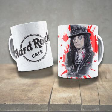 Imagem de Caneca De Porcelana 325ml Decorada ícones Da Música Alice Cooper