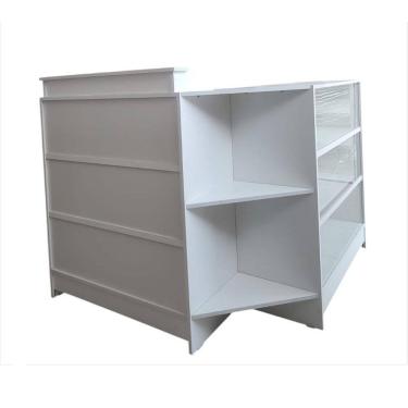 Imagem de Balcão Caixa + vitrin Lojas E Comércios Em Geral 100% Mdf Branco - Suprema Móveis