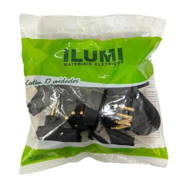 Imagem de Pino Macho Gigante Angular Ilumi 2P+T 10A 250v Preto - Embalagem com 1
