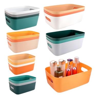 Imagem de RETON 21 Peças De Cestos Plástico Para Armazenamento Com Alça, Organizadores Despensa, Recipientes Pequenos Várias Cores, Bancadas Cozinha, Prateleiras Escritório, Banheiro E Sala Aula