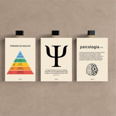 Imagem de Kit 3 Quadro Decorativo Psicologia Consultório Quarto Mente - Telech, 