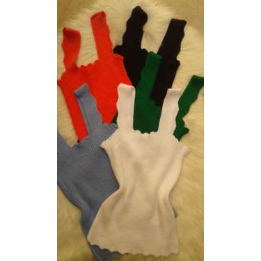 Imagem de Blusa regata feminina tricô modal recorte nuvem - MODA FILO, Verde mil