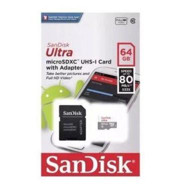 Imagem de Micro Sd Ultra 64gb Sandisk Classe 10 80mbs + Adaptador Original - SDS