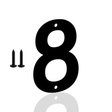 Imagem de CatTerranM Números e letras de endereço de porta de metal - 12 cm, números modernos de caixa de correio externa para casas, apartamentos, hotéis, garagens, fazendas (preto-8)