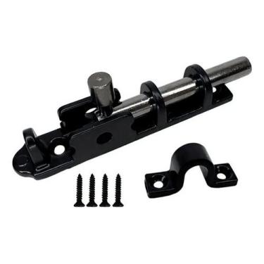 Imagem de Trinco Fecho Ferrolho Porta E Janela Preto Reforçado 15cm - União Mund