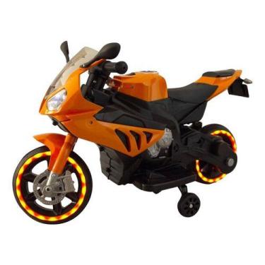 Imagem de Mini Moto Motinha Infantil Elétrica Com Farol Rodas Led Cor Laranja - 