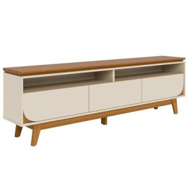 Imagem de Rack Bancada Tv 75 Pol 3G 200 cm Selene Cinamomo Off White MADETEC, Ci