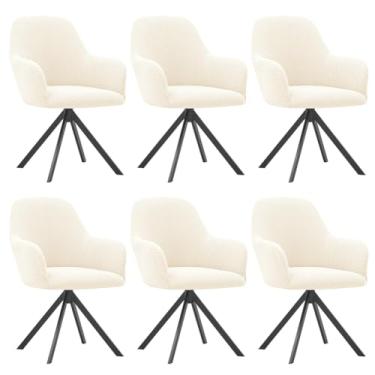 Imagem de Lzyjckh Capa elástica para cadeira de jantar com braços, Protetor para poltrona giratória, Capa para cadeira de escritório, Para penteadeira, sala de estar, quarto,Beige,6PCS