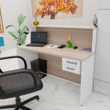 Imagem de Balcão Atendimento Recepção Consultório com Gaveta 120x60cm - Netmobil