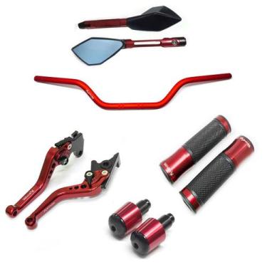 Imagem de Kit Guidão 22mm Manopla v2 TM2 Manete Cg150 A Disco Cb250f - Stark Rac