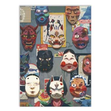 Imagem de Placa Decorativa Anime Mascaras Japonesas