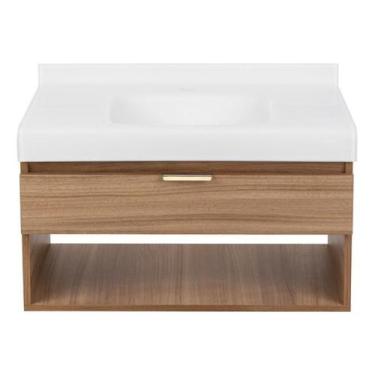 Imagem de Kit Gabinete Para Banheiro Com Cuba Aurora 70X40X48 Cm - Bergan