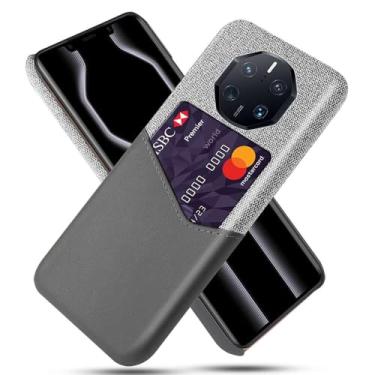 Imagem de Capa para Huawei Mate 50 RS,Anti-deslizamento,Proteção contra quedas de 360°,Resistência à impressão digital,Tela e caso de couro PU com 1 slot de cartão atrás-Gray