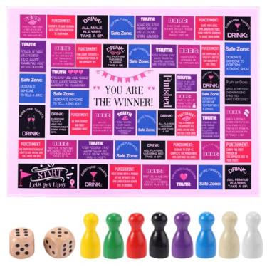 Imagem de Tinoaly Drinking Games for Adults, 15.75x11.81 Inch Drink Up Board Game Mat for 2-8 Players, Age 21+ Fun Bachelorette Party Beach Party Supplies