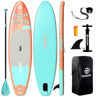 Imagem de Highpi Prancha De Stand Up Paddle Inflável 11' X 33'' 6'' Largura, Acessórios Sup Premium, Mochila, Posição Ampla, Controle Surfe, Deck Antiderrapante, Guia E Bomba, Barco Para Jovens Adultos