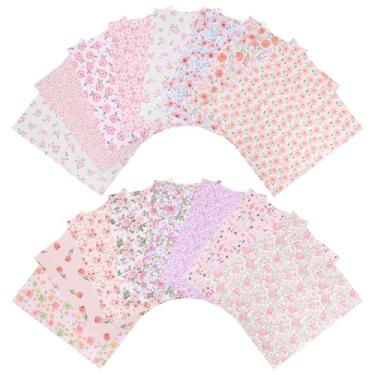 Imagem de FREEBLOSS 16 peças de tecido de algodão rosa pré-cortado pacotes de tecido de colcha floral quadrados suprimentos para costura patchwork 20 x 20 polegadas/50 x 50 cm