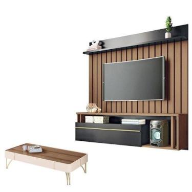 Imagem de Home Suspenso Self Castanho Preto Com Mesa De Centro Cadenza Castanho 