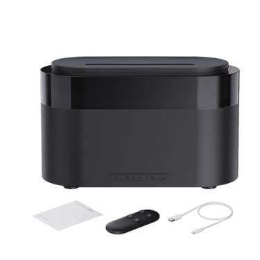 Imagem de IEUDNS Umidificador e purificador de difusor de chamas 3 em 1, design silencioso, display USB, umidificador com luz noturna de para mesa de carro, Preto