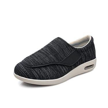 Imagem de Calçados Masculinos De Largura Larga Larguras Estendidas Tênis Leves Para Caminhada Tênis Ajustável Fácil De Ligar/Desligar Para Apoiar Os Pés Inchados De Idosos(Dark gray,47 EU)