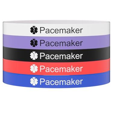 Imagem de Pulseira de alerta médico 5 peças para homens e mulheres, pulseira de silicone com identificação de alerta médico para diabéticos D.N.R marcapasso epilepsia, 8in, Silicone, Sem Pedra Preciosa