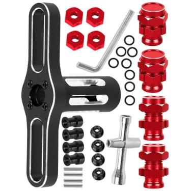 Imagem de RCYouHott RC Upgrades Part Aluminum 17mm/12mm Hex/Porcas/Chave de roda para 1/10 Slash/Rustler/Stampede/Jato/Hoss 4X4 4WD VXL, adaptadores hexagonais Hops Up, vermelho (#9069#9086)