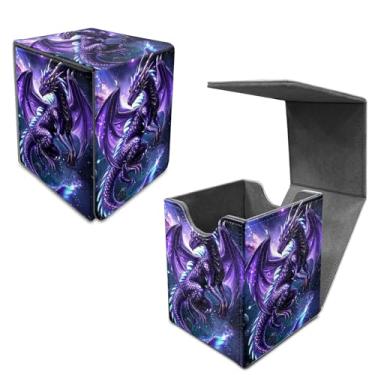 Imagem de Dikoer for MTG Commander Deck Box Fit Trading Cards, 100+ Sleeved Cards with PU Leather Magnetic Medium Card Storage Case for TCG CCG Magic Sports Cards Man Woman Gift, Purple Dragon