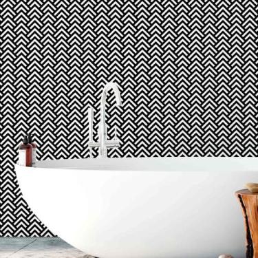 Imagem de Papel De Parede Adesivo Geometrico Preto Triangular  3m - DELIQUADROS