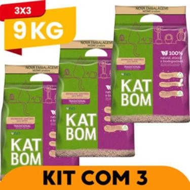 Imagem de Areia para Gatos Kit com 3 Katbom Super Absorvente, Controle de Odores