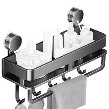 Imagem de Organizador de Temperos,Prateleira De Parede Para Temperos - Prateleira De Armazenamento Com Ventosas Com 5 Ganchos Para Cozinha Despensa Casa De Banho Metal Mármore Azulejo De Vidro