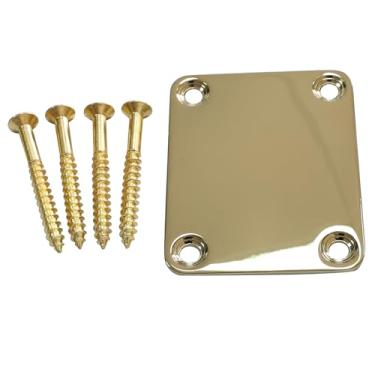 Imagem de OVSAL Placa de pescoço para guitarra, placa de articulação, peça de substituição de guitarra elétrica para Telecaster Neck Tele Neck Strat Neck Stratocaster Neck Bass Neck Gold